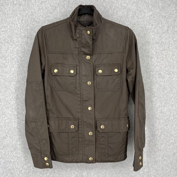 J. Crew Jackets & Blazers - J Crew Womens Relaxed Boyfriend Field Jacket Size XS Olive Green Brown Waxed